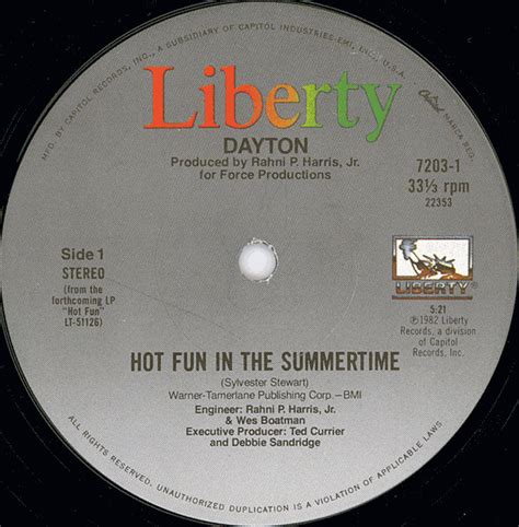 Dayton Hot Fun In The Summertime Vinyl Discogs