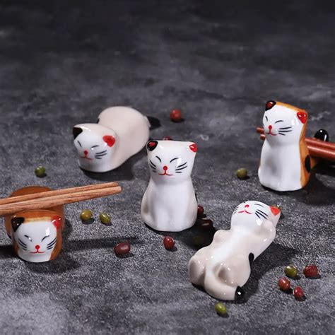 Cute Cat Chopsticks Rest Dinner Spoon Stand Ceramic Knife Temu