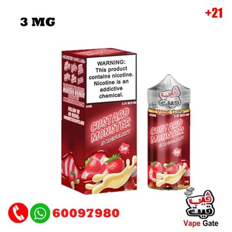 Custard Monster Strawberry 100ml 3mg Vape Gate Kuwait