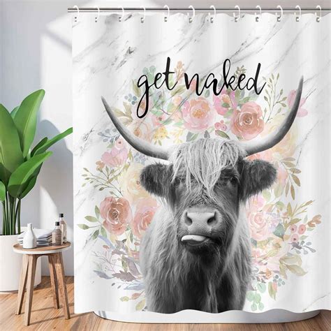 Amazon Funny Highland Cow Shower Curtain Get Naked Cow Shower