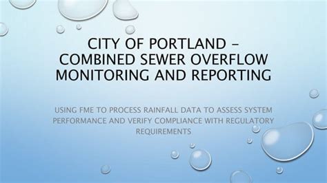 Combined Sewer Overflow Monitoring And Reporting Ppt