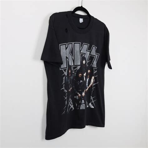 Vintage 90s Kiss Hot In The Shade Tour 1990 Black Gra Gem