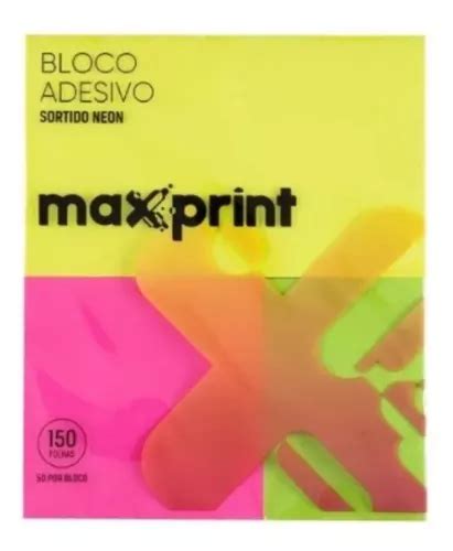 Bloco Adesivo 3 Peças Neon 150 Folhas Maxprint MercadoLivre