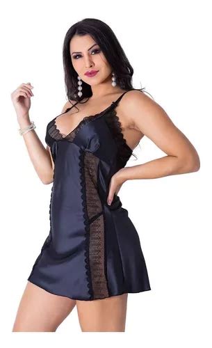 Camisola Em Cetim Frete Grátis Lingerie Sexy Sensual Parcelamento sem juros