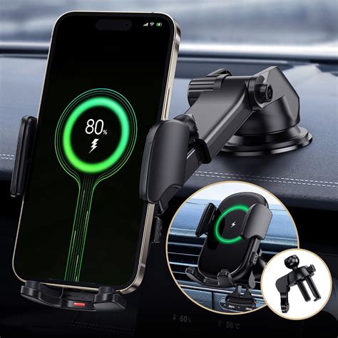 Jp 車載ホルダー スマホホルダー 15w 急速ワイヤレス充電器 車ホルダー自動開閉 360度回転 吸盤式＆吹き出し口2
