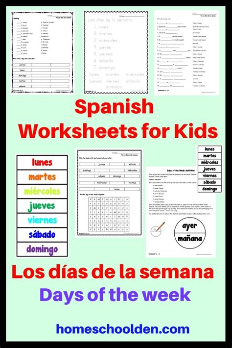 Days Of The Week Worksheet In Spanish