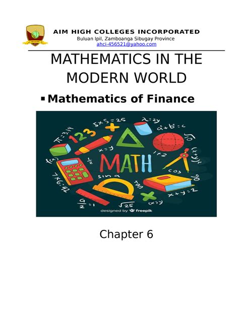 Mathematics Itmw 1st Final Lesson 4th Aim High Colleges Incorporated