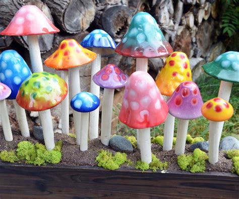 Ceramic Mushroom Statues