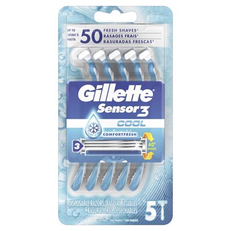 Gillette Sensor3 Cool Disposable Razors For Men 5 Ct