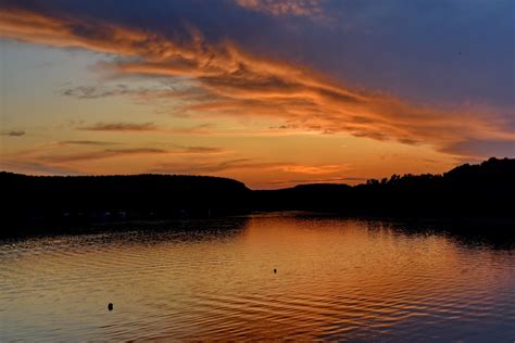 Free Picture Danube Lakeside Silhouette Sunset Reflection Water