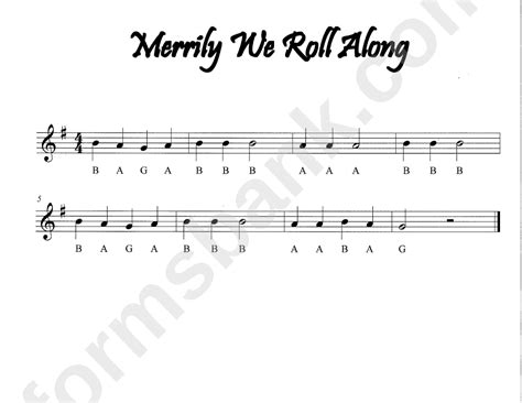 "Merrily We Roll Along" Piano Sheet Music printable pdf download