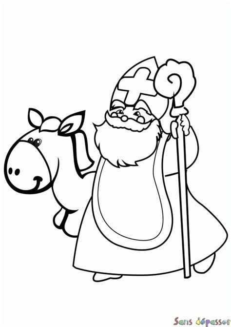 Coloriage Saint Nicolas Et Son Ne Sans D Passer