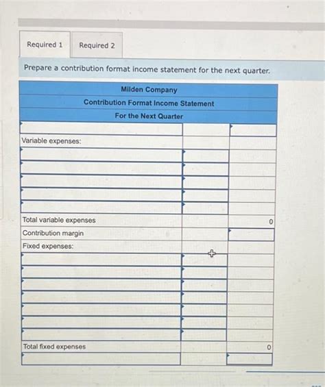 Solved Prepare A Contribution Format Income Statement For