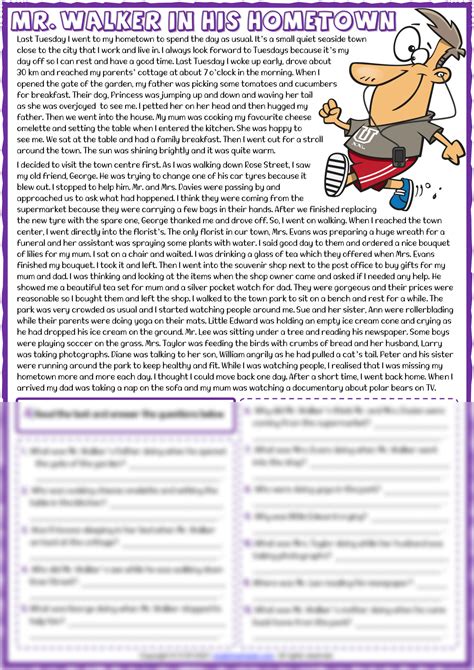 Solution Past Continuous Tense Mr Walker In His Hometown Esl Reading