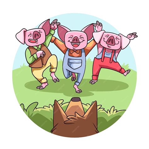 Free Vector | The three little pigs illustration