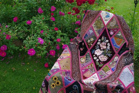 Betty Pillsbury And Green Spiral Herbs Crazy Quilt And Roses