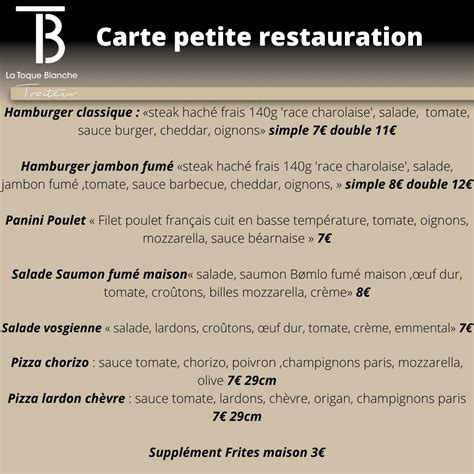 Menu Au Toque Et Passion Restaurant B Nestroff