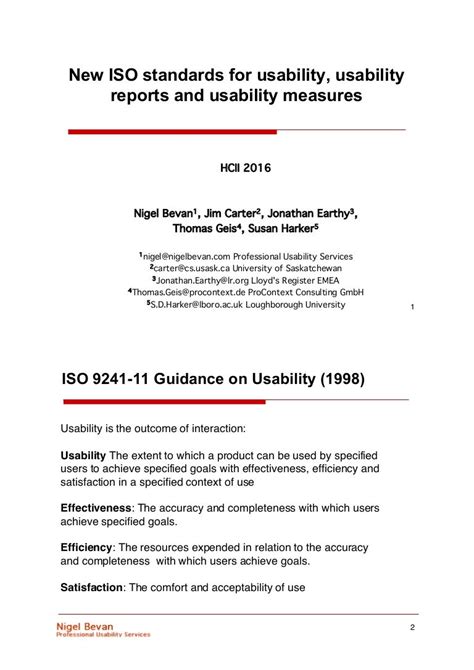 New Iso Standards For Usability Usability Reports And Usability Meas