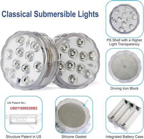 Sunyel Luces Led Sumergibles Colores Modos Funciona Con Pilas