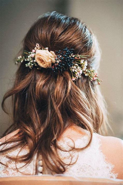 Outrageous Half Up And Down Hairstyles Wedding With Flowers