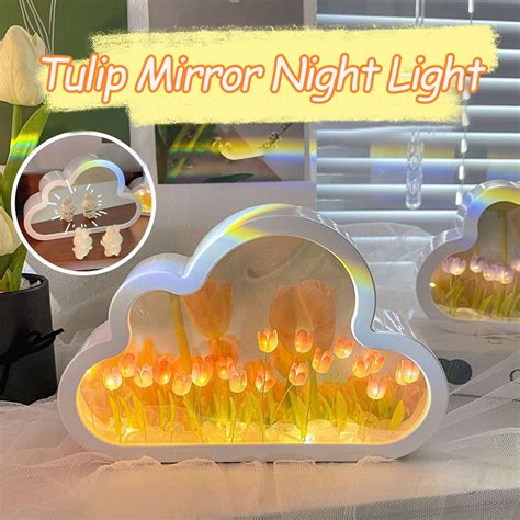 Tulip Lamp Light DIY Cloud Tulip Night Light Led Mirror Lamp Atmosphere