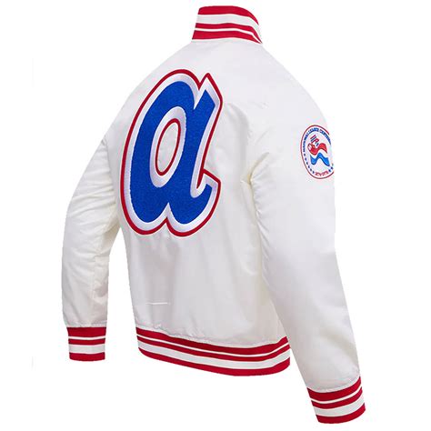 Full Snap Retro Classic Atlanta Braves White Jacket Jacket Makers