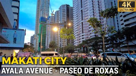 Walk Tour AYALA AVENUE To PASEO DE ROXAS Intersection MAKATI CITY 4K