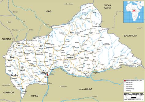 Large size Road Map of the Central African Republic - Worldometer