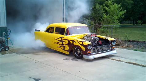 1955 Chevy Blown 540 Ci Drag Car Burnout 215 For Burnout