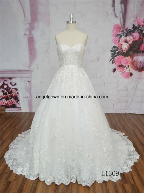 Sexy A Line Sweetheart Big Train Elegant Angel Bridal Wedding Gown