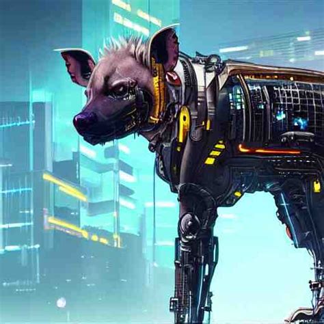 Cybernetically Enhanced Cyborg Hyena Realistic Cyberpunk