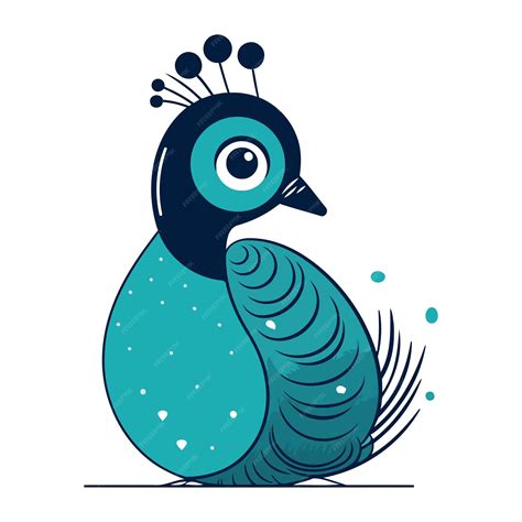 Cute Cartoon Peacock Vector Illustration Isolated On White Background