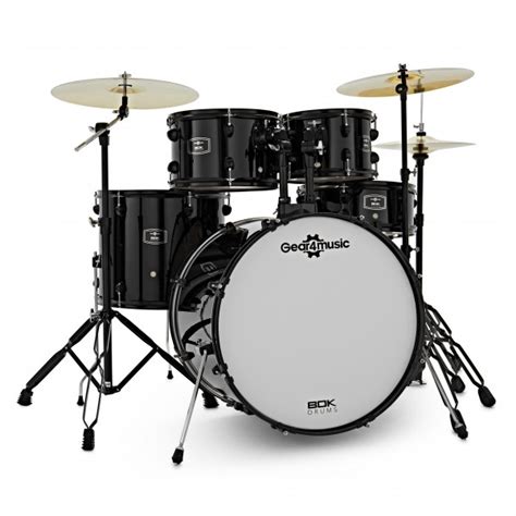 BDK-22 Expanded Rock Drum Kit by Gear4music, Black at Gear4music