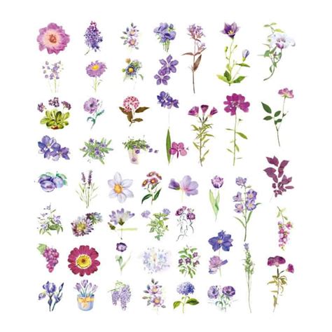 Purple Floral Sticker Set 100 Stickers La Laila