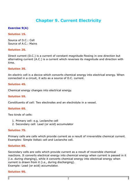 SOLUTION Selina Concise Physics Solutions Class 9 Chapter 9 Current