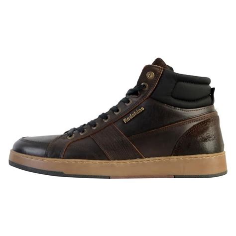 Basket Montante Homme Redskins Sabal Cuir Lacets Marron Noir