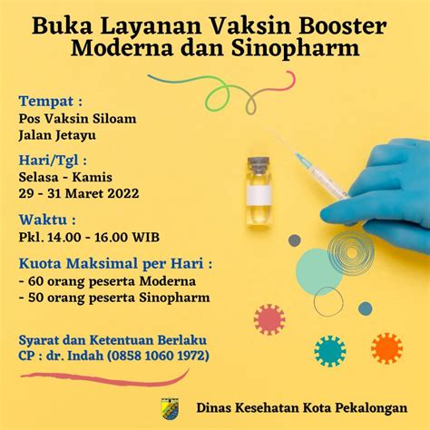 Layanan Vaksin Booster Moderna Dan Sinopharm Dinas Kesehatan Kota