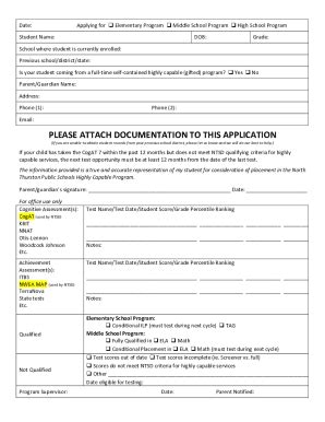 Fillable Online Highly Capable Program Forms Fax Email Print PdfFiller