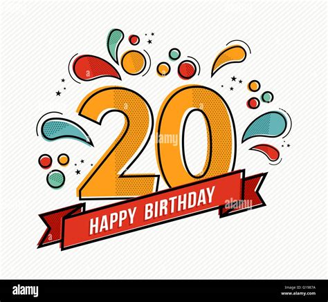 Happy Birthday Number 20 Greeting Card For Twenty Year In Modern Stock