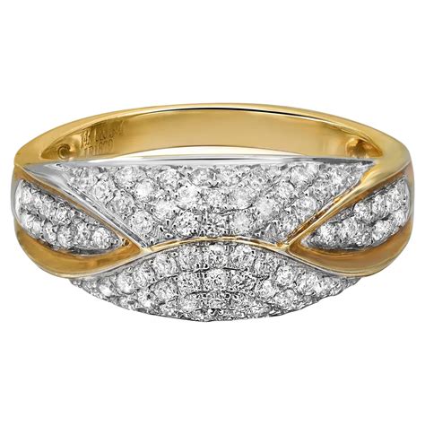 Cttw Prong Set Round Cut Diamond Band Ring K Yellow Gold For Sale