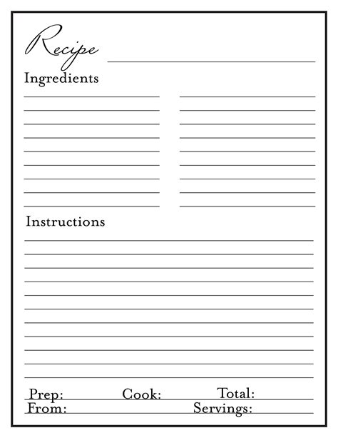 Blank Recipe Template Printable AND Fillable on Adobe Reader's Free Version - Etsy