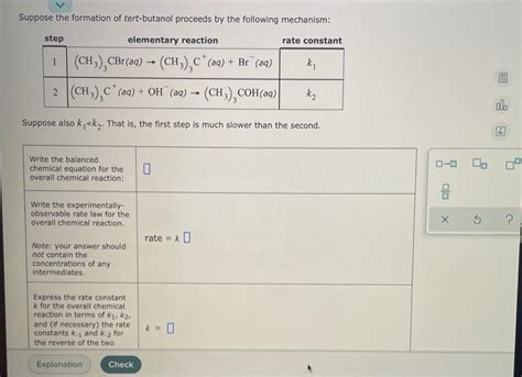 Solved Suppose The Formation Of Tert Butanol Proceeds By The Chegg