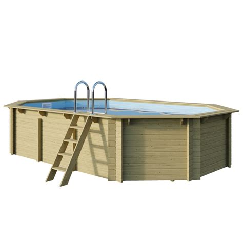 Trendline Holzpool Set Oval Adriablau Schwimmbecken X Cm