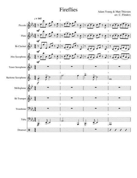 Fireflies Sheet Music Owl City Performance Ensemble