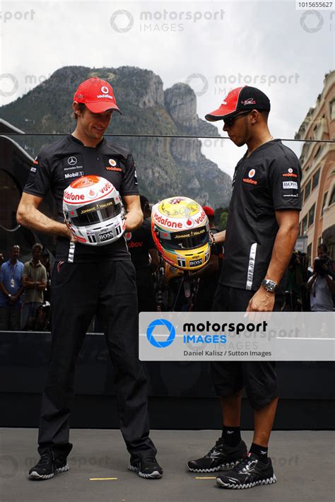 L To R Jenson Button GBR McLaren And Team Mate Lewis Hamilton GBR