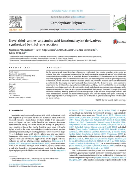 thiol amine  amino acid functional xylan derivatives