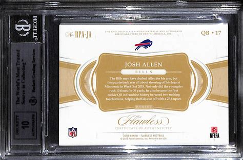 Lot Detail 2018 Panini Flawless Josh Allen Rookie Patch Autographs 4