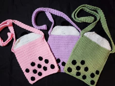 Bubble Boba Tea Bag Pattern Crochet Etsy