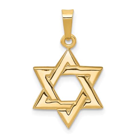 14k Yellow Gold Jewish Jewelry Star Of David Pendant Charm Necklace