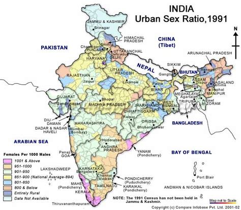 Urban Sex Ratio Map Census 1991